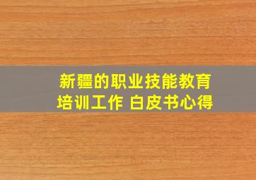 新疆的职业技能教育培训工作 白皮书心得